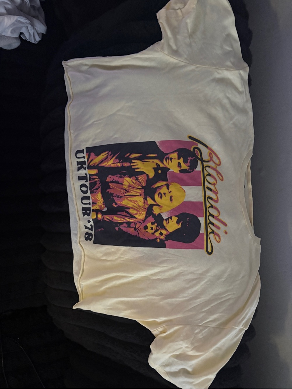 No Boundaries Cream Blondie UK Tour '78 Crop Top with Pink Graphic
